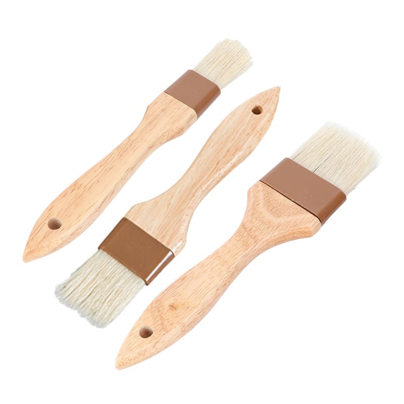 3Pcs Basting Brush Heat Resistant Boar Bristle Wooden Handle for Grilling Baking Oil Sauce - Image 2