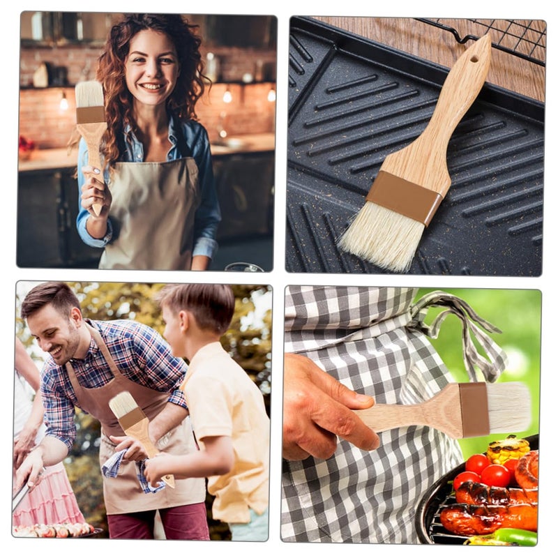 3Pcs Basting Brush Heat Resistant Boar Bristle Wooden Handle for Grilling Baking Oil Sauce - Image 3