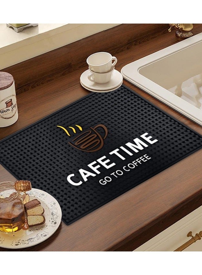 Kitchen Dish Drying Mat Rubber, Anti-Spill Coffee Mat, Heat-Resistant Dish Drainer Mat, Portable Non-Slip Coffee Machine Table Mat, Suitable for Home Kitchen Cafe Tea Room 45x30cm  - Image 1