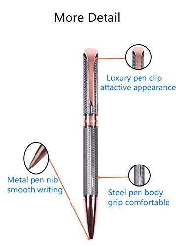 Penneed Ballpoint Pen with Gift Box, Retractable Pen for Men Women Executive Business Office School Supplies, Refillable 1.0mm Black Ink B5 (Gray) - Image 2