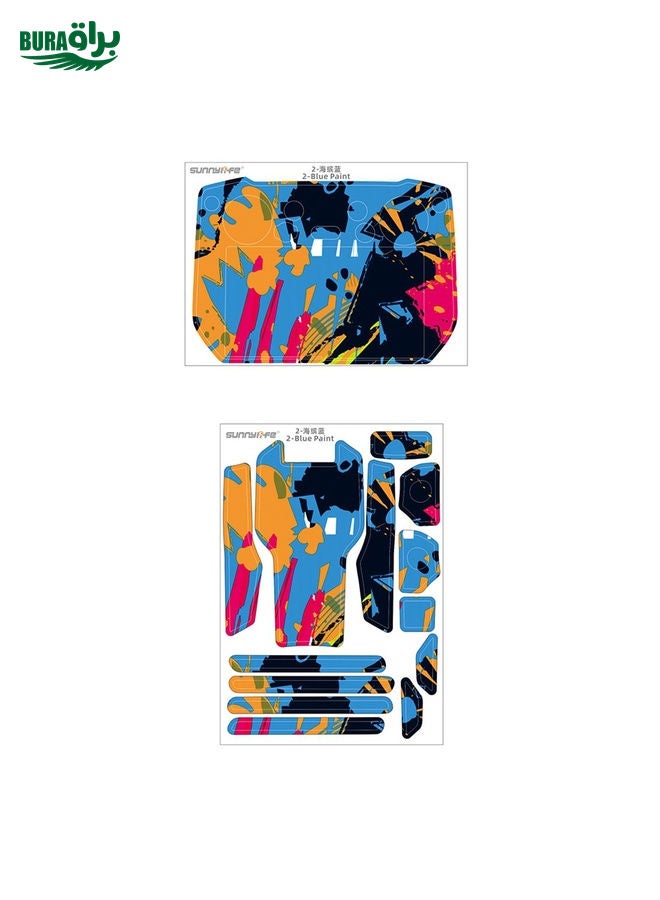 BURAQ For DJI Mavic 3 Pro / RC Pro Sunnylife Drone Body Remote Control Decorative Stickers Set(Colorful Sea Blue) - Image 2