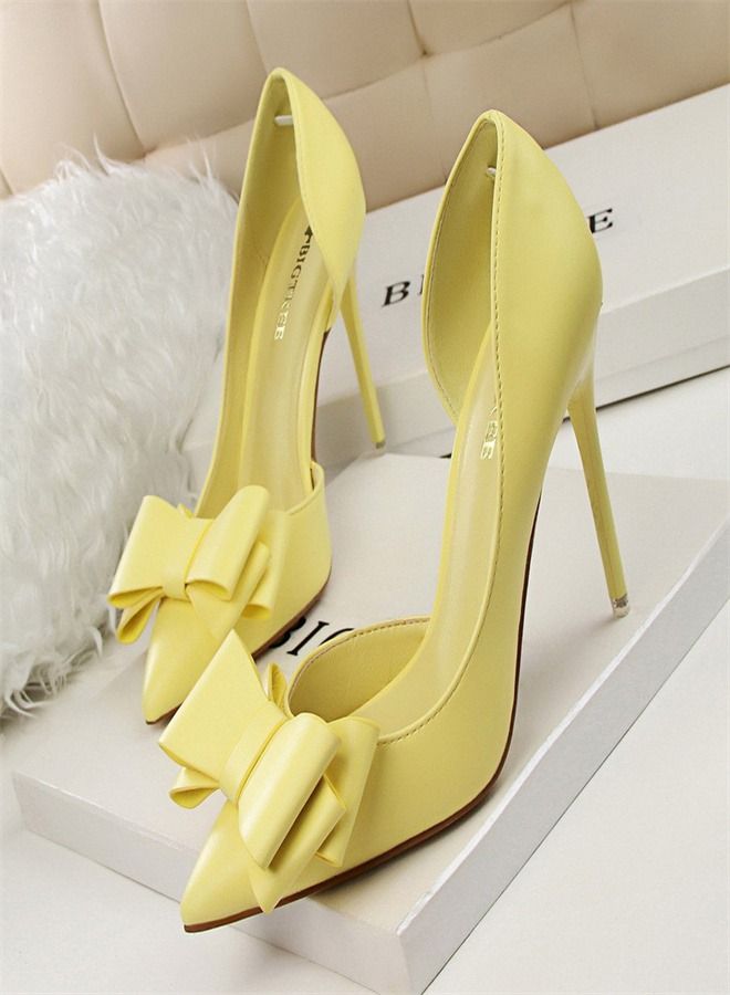 BIGTREE Fashion Pointed High Heels 10.5CM Yellow 