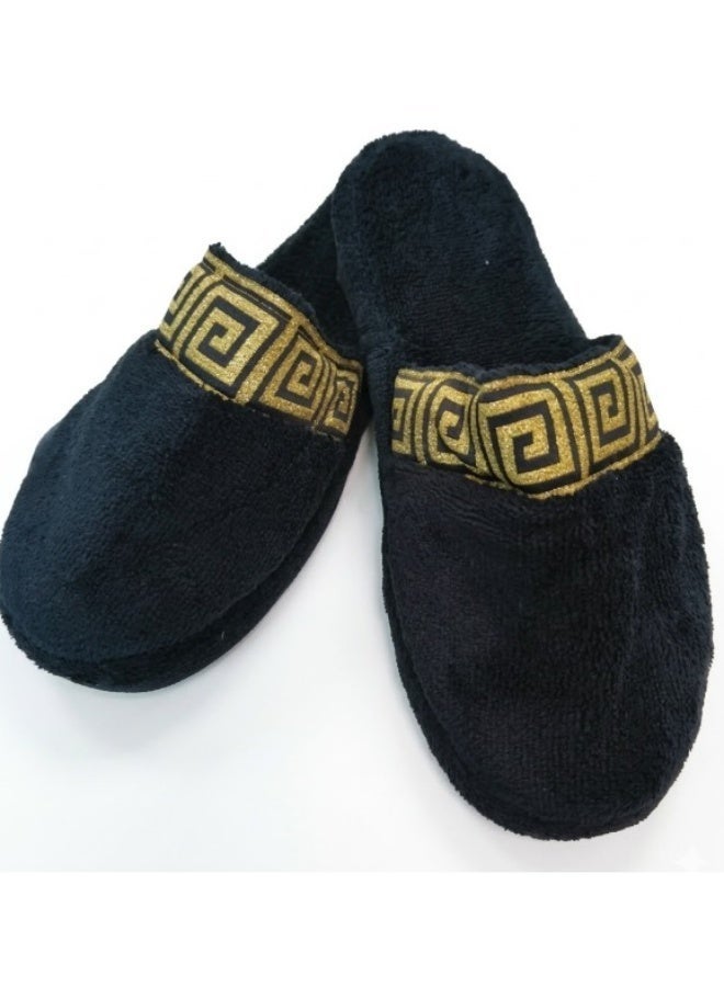 Luxe Concepts Elegant Black Slippers with Gold Accent – DreamSoft Plush Comfort-Size-30CM - Image 4