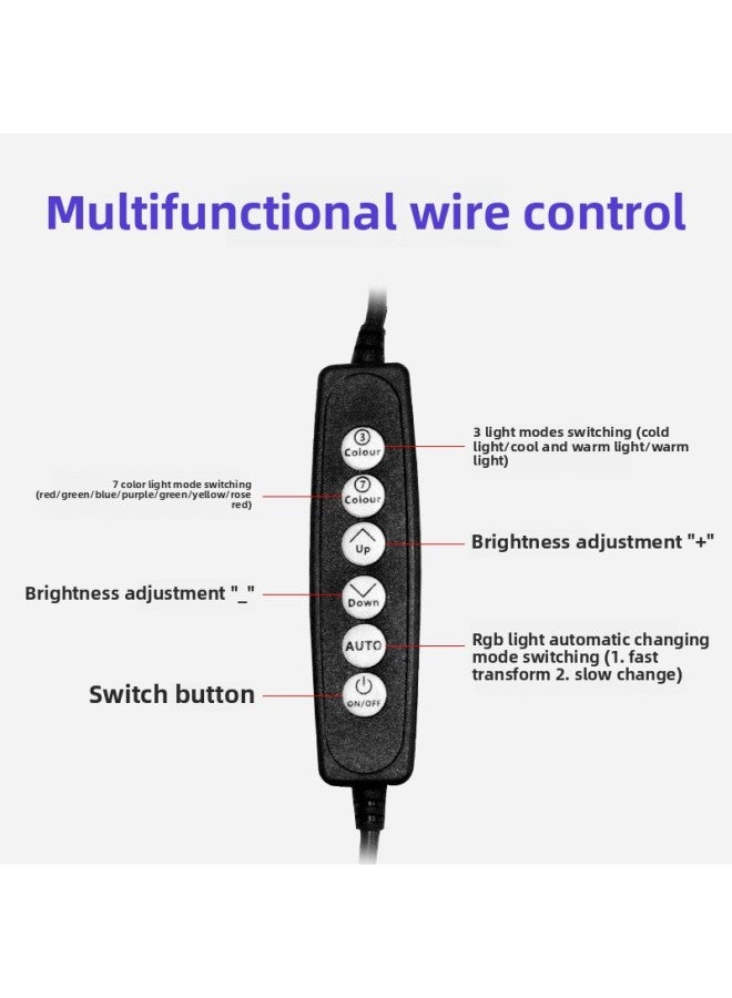 general RGB Fill Light 10 Inch Colorful Ring Light Anchor Beauty Selfie 26cm Live Bracket Fill Light-Color:26cmrbg Colorful Fill Light + PTZ + Mobile Phone Clip + Desktop Bracket + Bluetooth Photographer - Image 3