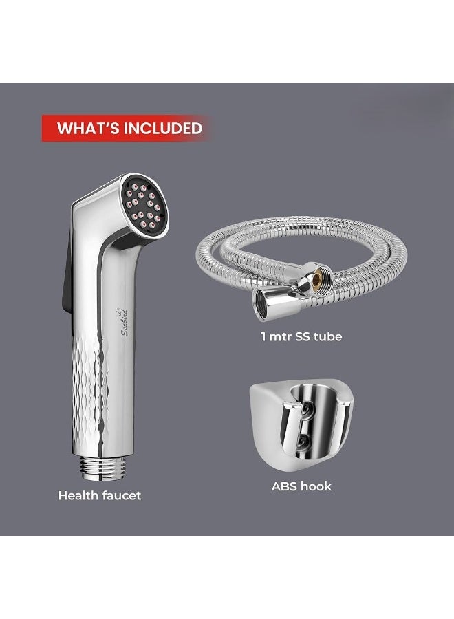 Colro Global Self-Cleaning Health Faucet Set for Bathroom - Chrome Handheld Bidet Spray with Anti-Clog Silicone Nozzles, 1m Stainless Steel Hose & ABS Hook, High Pressure Shattaf Kit - Image 5