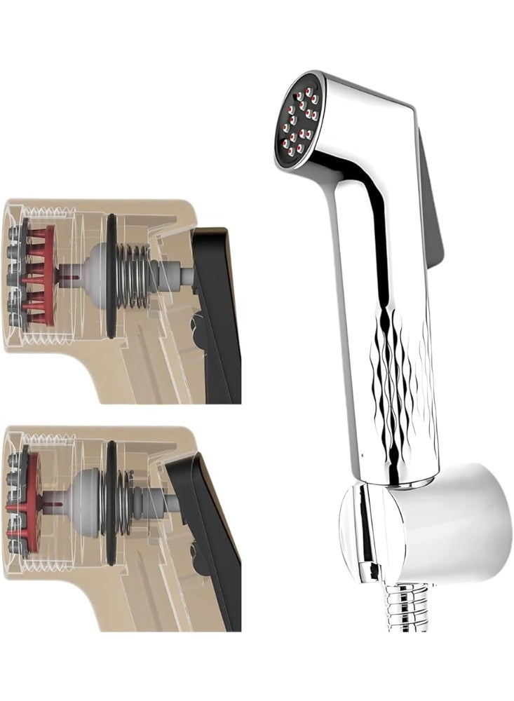 Colro Global Self-Cleaning Health Faucet Set for Bathroom - Chrome Handheld Bidet Spray with Anti-Clog Silicone Nozzles, 1m Stainless Steel Hose & ABS Hook, High Pressure Shattaf Kit - Image 3