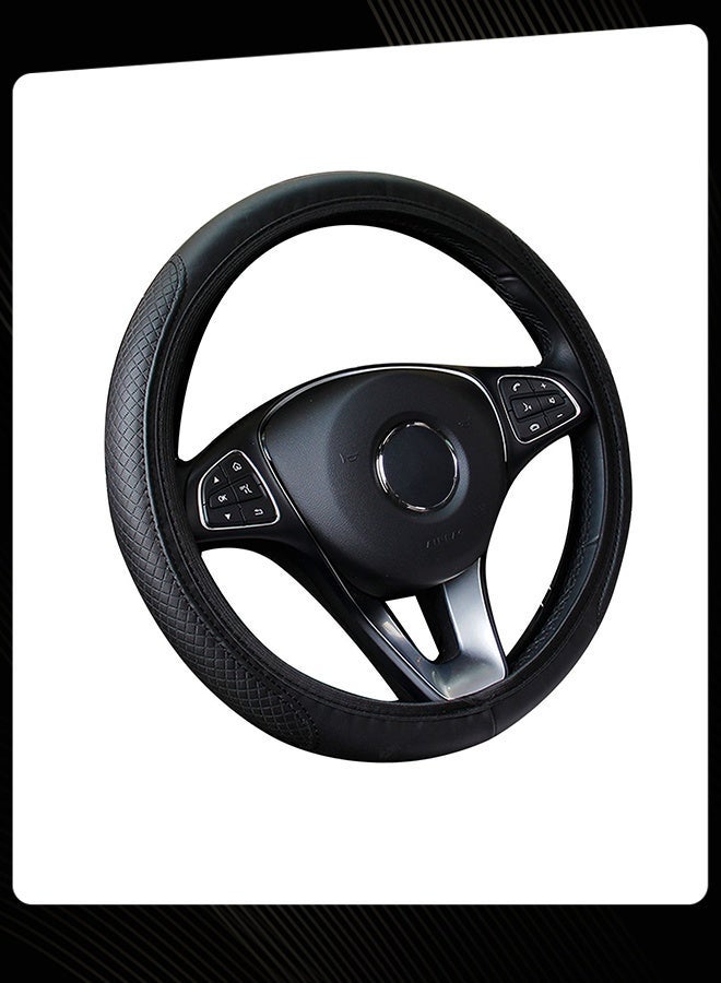 COYO Leather three-dimensional embossed comfortable and soft car interior without inner ring steering wheel cover suitable for 14.5-15 inches - Image 1