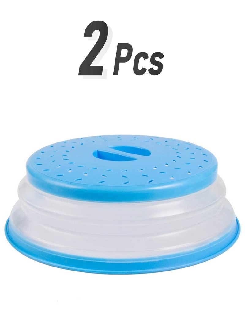 SYOSI [2 Pack]Microwave Splatter Cover Vented Collapsible Microwave Food Cover With Easy Grip Handle, Dishwasher-Safe, BPA-Free Silicone & Plastic, 10.5" Round  - Image 1