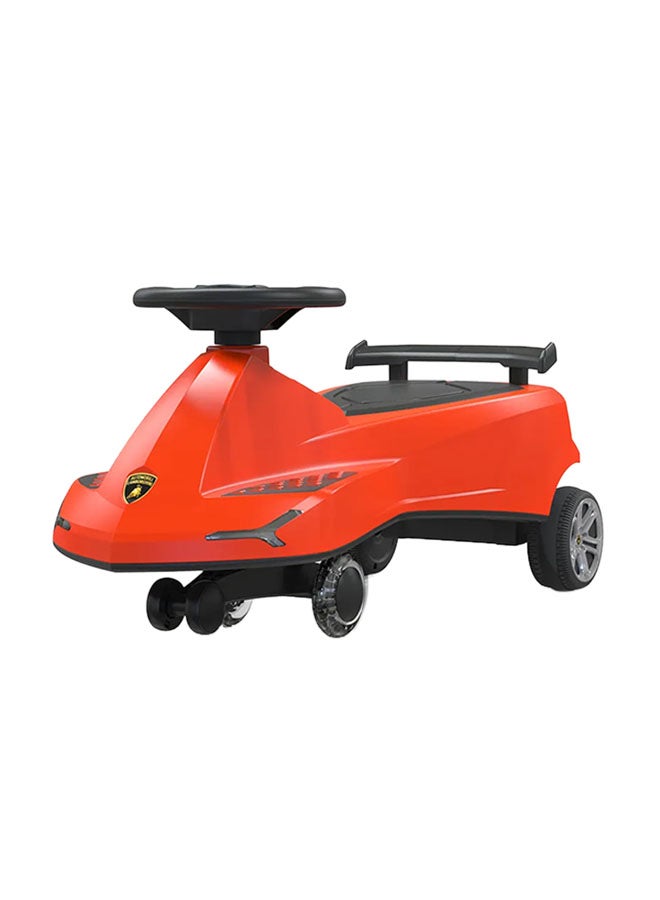 Lamborghini Swing Car Ride On with Lights and Sounds, 360 Rotation, Movable Rear Wing - Red - Image 1