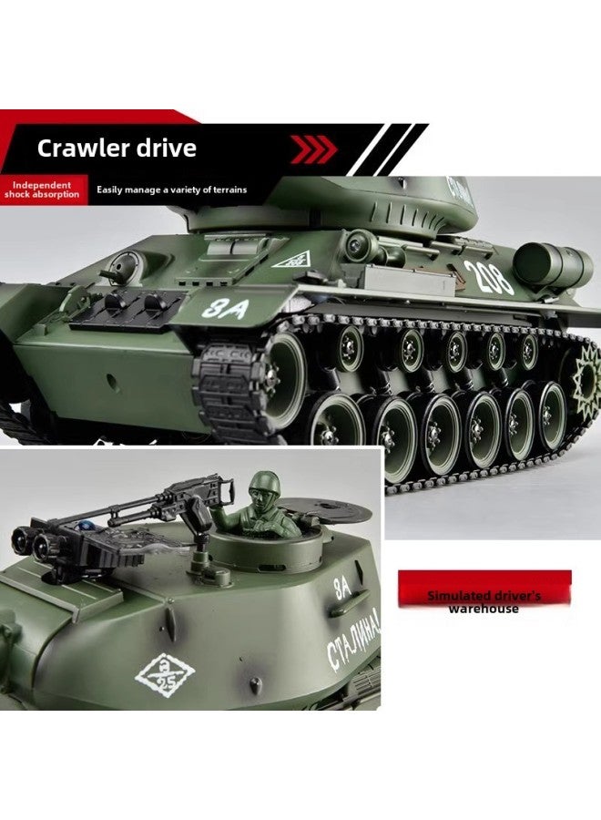 World War II Soviet T-34 Tank Remote Control Cannon Toy Boy Professional Metal Model Armored Tracked Car-Color:1:18 Alloy Version  Simulated Tracks/proportional Throttle/can Launch Water Bombs/barrel Lifting-Specifications:Four Sets Of 7.4v Lithium Batteries  - Image 4