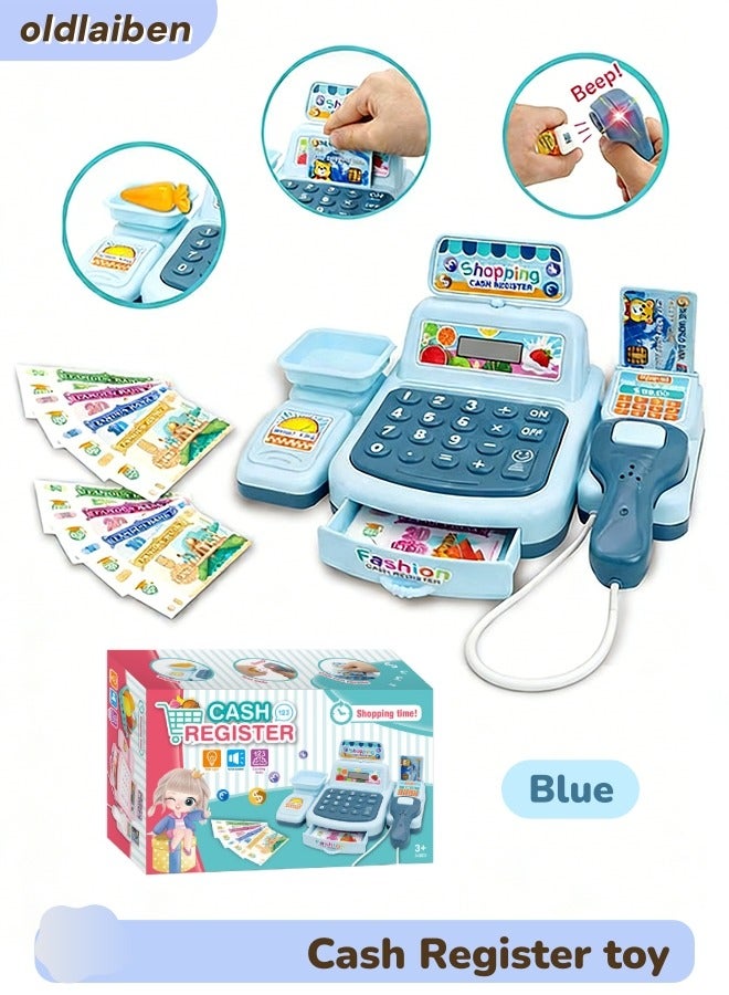 الدليبن لعبة آلة حاسبة تظاهرية لتسجيل النقود، مجموعة ألعاب متجر البقالة، لعبة تسجيل نقدي ذكية، لعبة تسجيل نقدي مع ضوء وموسيقى، هدية للأطفال البنات من سن 3 و4 و5 و6 و7 و8 سنوات فما فوق - Image 1