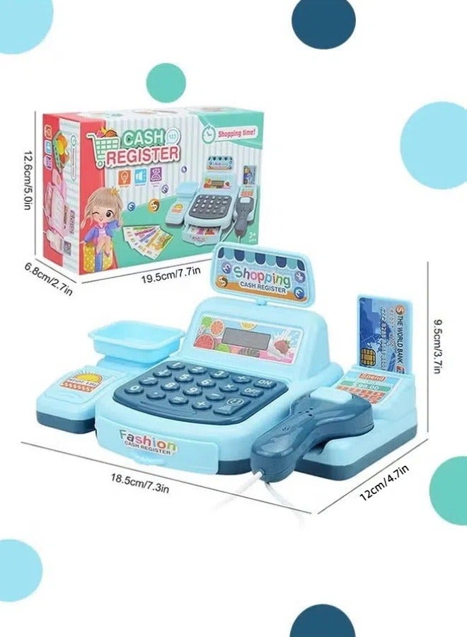 الدليبن لعبة آلة حاسبة تظاهرية لتسجيل النقود، مجموعة ألعاب متجر البقالة، لعبة تسجيل نقدي ذكية، لعبة تسجيل نقدي مع ضوء وموسيقى، هدية للأطفال البنات من سن 3 و4 و5 و6 و7 و8 سنوات فما فوق - Image 2