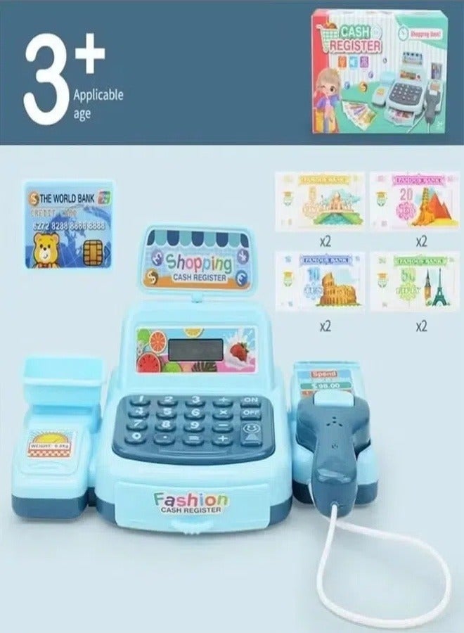 الدليبن لعبة آلة حاسبة تظاهرية لتسجيل النقود، مجموعة ألعاب متجر البقالة، لعبة تسجيل نقدي ذكية، لعبة تسجيل نقدي مع ضوء وموسيقى، هدية للأطفال البنات من سن 3 و4 و5 و6 و7 و8 سنوات فما فوق - Image 3