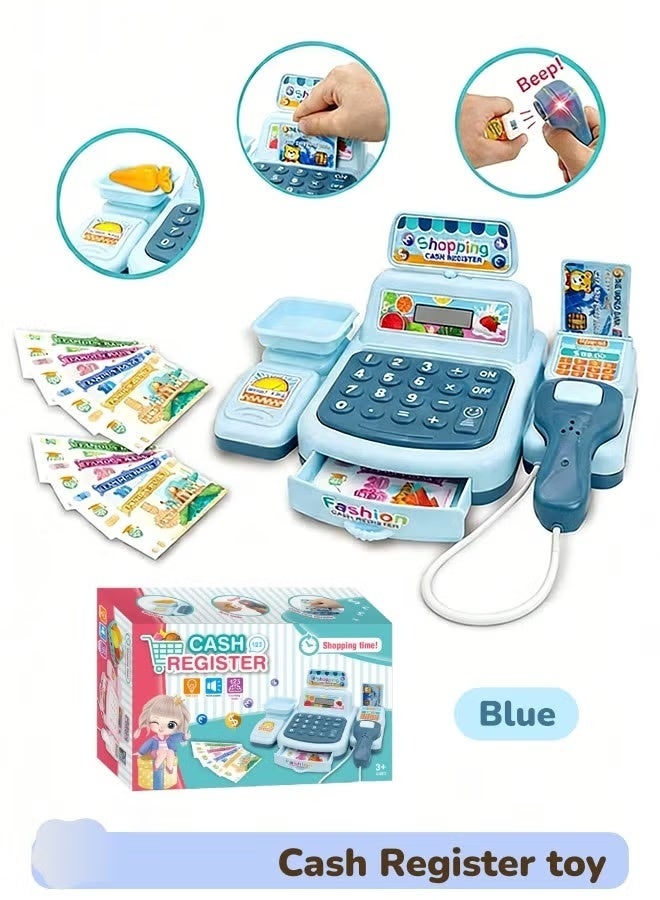 Pretend Play Calculator Cash Register Toy, Grocery Store Playset, Smart Cash Register Toy, Cash Register Toy With Light And Music, Gift for Kids Girls Age 3, 4, 5, 6, 7, 8+ Year Old - Image 1