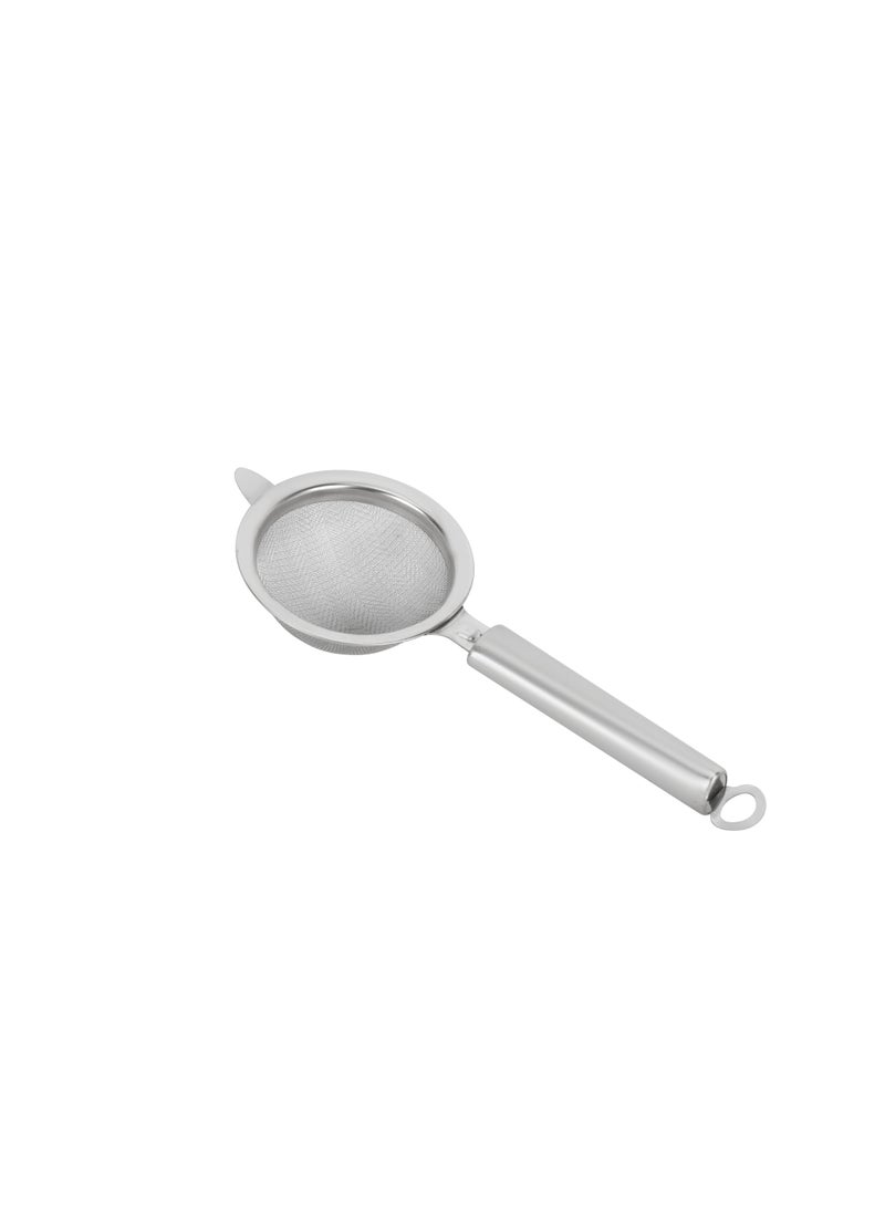 Royalford 9 cm Strainer- RF12616/ Stainless Steel Mesh Multi-Purpose Use/ Food-Grade and Safe to Use, Hanging Loop/ Easy to Hold and Perfect for Tea, Coffee, Juice/ Compact and Durable Liquid Strainers Silver - Image 1