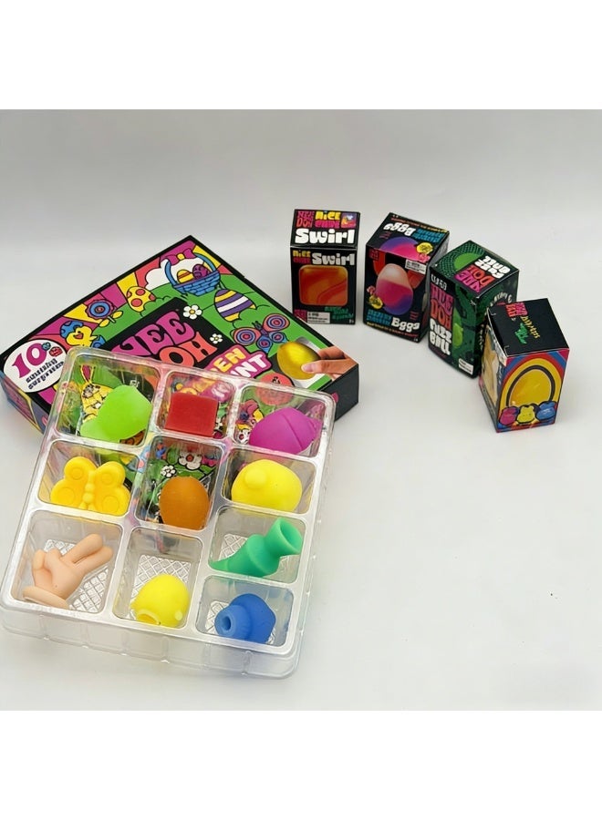 NeeDoh Golden Egg Treasure Hunt Squeezable Blind Box Easter Fidget Set for Kids - Includes 10 Surprises + 4 Easter Eggs in a Dedicated Airplane Box Packaging - Image 5
