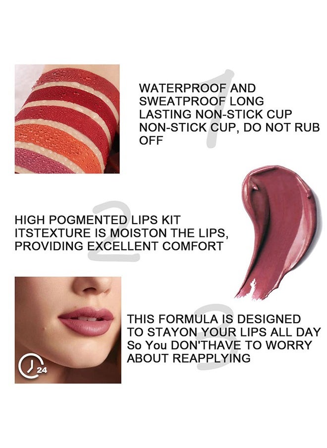 DNM Silky Chocolate Matte Lip Gloss Liquid Lipstick Set Lip Stain Waterproof Dark Red Stay on Matte Matt Lipstick for Women Matt Liquid Lippies matte durasion (10#)  - Image 4