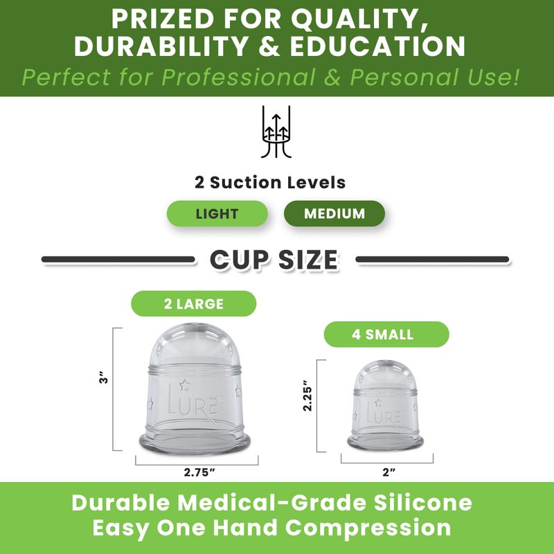 Lure Essentials Silicone Cupping Therapy Set 6 Professional Massage Cupping Cups for Cupping Therapy Cup Kit for Massage, Myofascial Release, Cellulite Reduction - Image 4