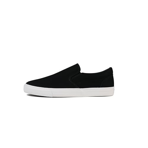 hello basics Men's Sneakers Classic Low Top Slip On Shoes Wide Canvas Skate Loafers Sneakers with Soft Insole Causal Dress Shoes for Men Comfortable Walking Shoes Slip on Sneakers for Men, Black, 10 - Image 4