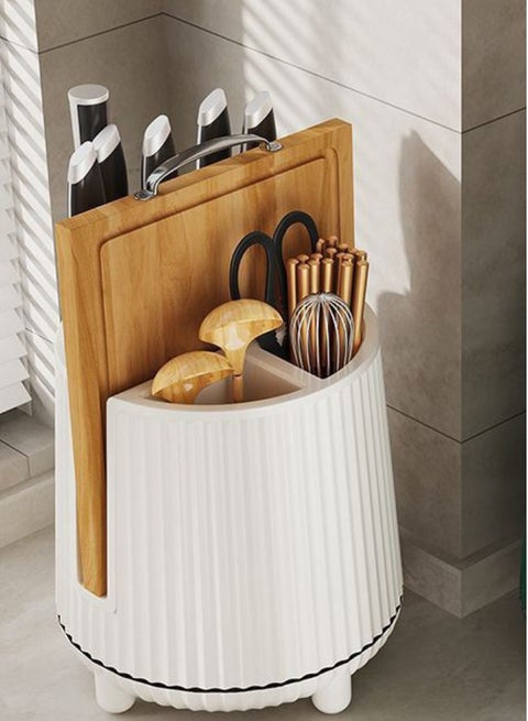 BIG Kitchen Knives Holder Storage & Cutting Board Holder Stand Unique Slot Design  Multifunctional Kitchen Spoon and Chopsticks Holder Kitchen Knives & Accessories(White)