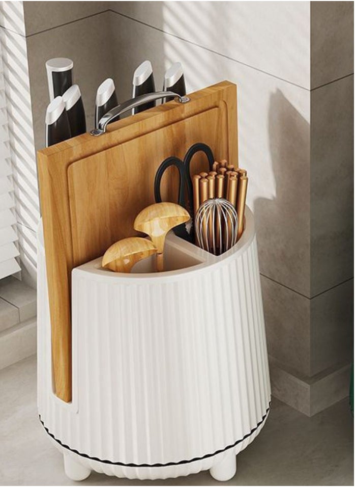 Raxoom BIG Kitchen Knives Holder Storage & Cutting Board Holder Stand Unique Slot Design  Multifunctional Kitchen Spoon and Chopsticks Holder Kitchen Knives & Accessories(White)  - Image 1