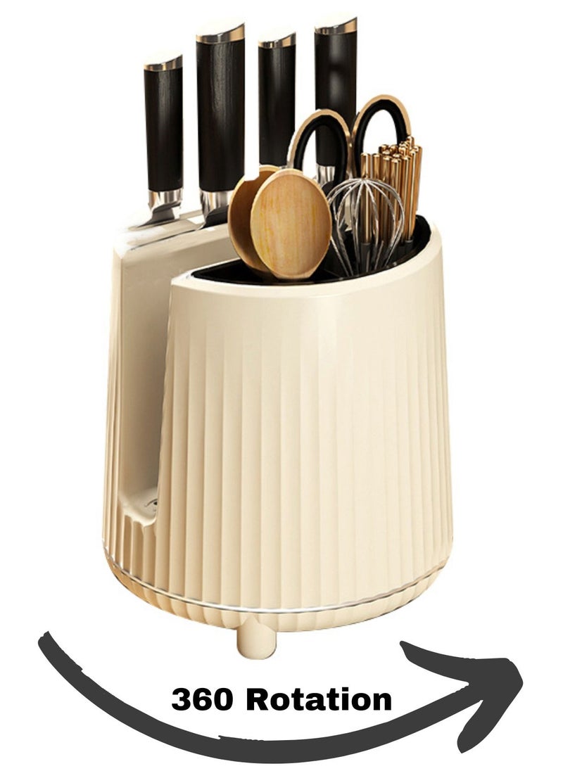 Raxoom BIG Kitchen Knives Holder Storage & Cutting Board Holder Stand Unique Slot Design  Multifunctional Kitchen Spoon and Chopsticks Holder Kitchen Knives & Accessories(White)  - Image 3