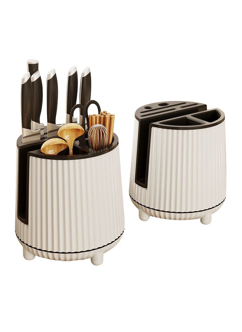 Raxoom BIG Kitchen Knives Holder Storage & Cutting Board Holder Stand Unique Slot Design  Multifunctional Kitchen Spoon and Chopsticks Holder Kitchen Knives & Accessories(White)  - Image 2