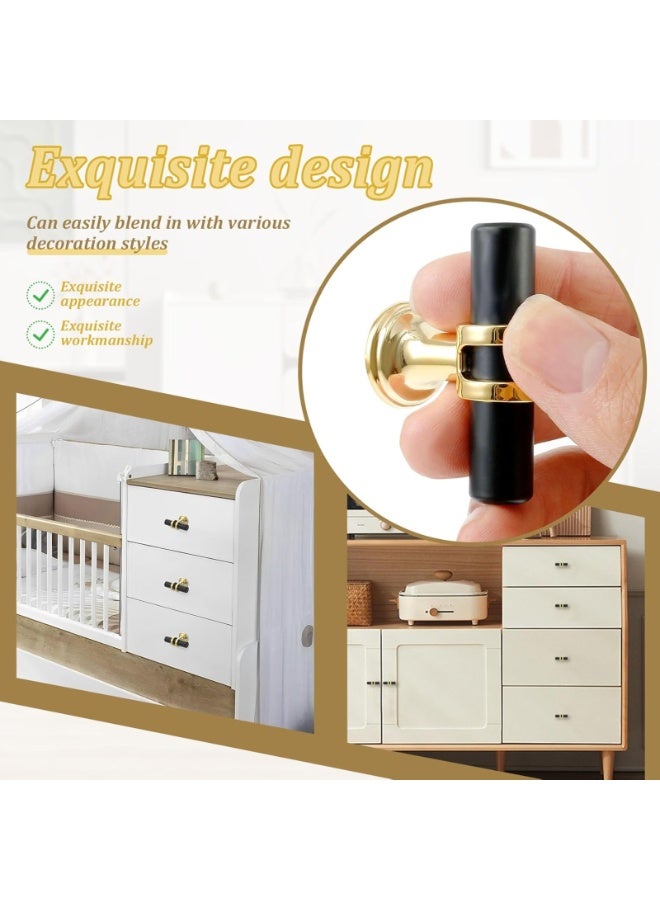 KADRAMA 12 Pack Cabinet Knobs - Black&Gold T-Bar Cabinet Handles， Kitchen Cabinet Knobs Closet Pulls for Kitchen Bathroom Cupboard, Pull Handles for Dresser Drawer, Aluminum Alloy Dresser Hardware Set 2in Length Single Hole  - Image 3