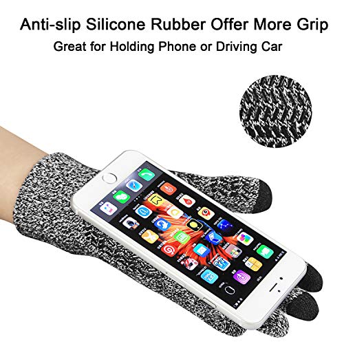 MAYLISACC 3 Pcs Mens Womens Winter Warm Fleece Beanie Hat with Touch Screen Gloves and Neck Warmer Gaiter Set Grey - Image 5