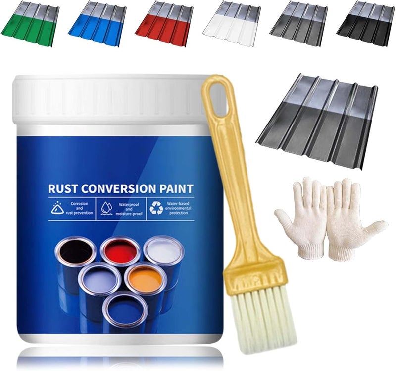 Weatherproof Rust Converter Paint for Metal, 4-In-1 Rust Converter Paint for Metal, Water‑Based Anti-Rust Coating, Long-Lasting Rust Prevention & Protection with Tool (Grey-10.2 Oz) - Image 1