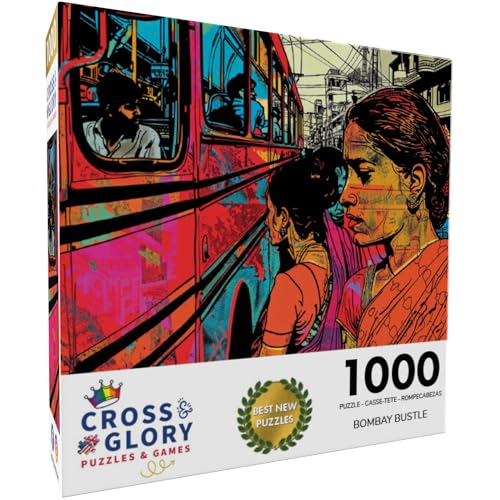 Cross & Glory Cross Glory Vibrant Bombay Bustle 1000 Piece Jigsaw Puzzle for Adults Mumbai City Life Pop Art 20 x 27 Inches - Image 5