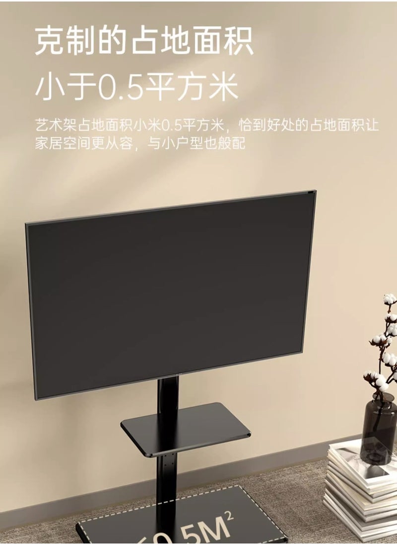 حامل تلفزيون متنقل بعجلات لشاشة LCD منحنية مسطحة مقاس 32-75 بوصة، حامل تلفزيون محمول قابل للتعديل مع صينية حامل للوسائط