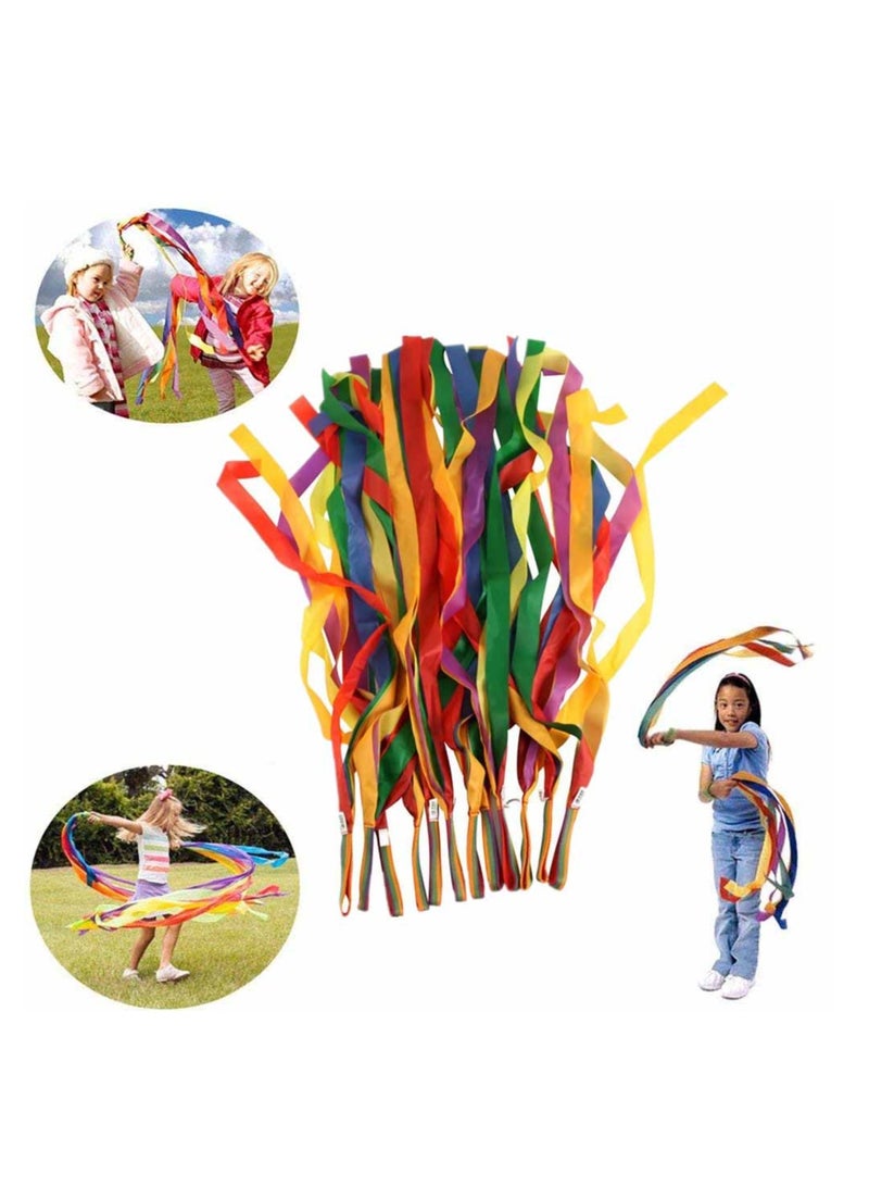 12 Pcs Rainbow Rhythm Ribbon Dance Wand Gymnastics Toys for Kids  - Image 1