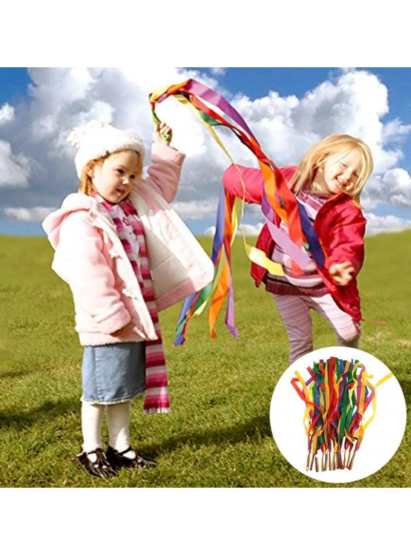 12 Pcs Rainbow Rhythm Ribbon Dance Wand Gymnastics Toys for Kids  - Image 2