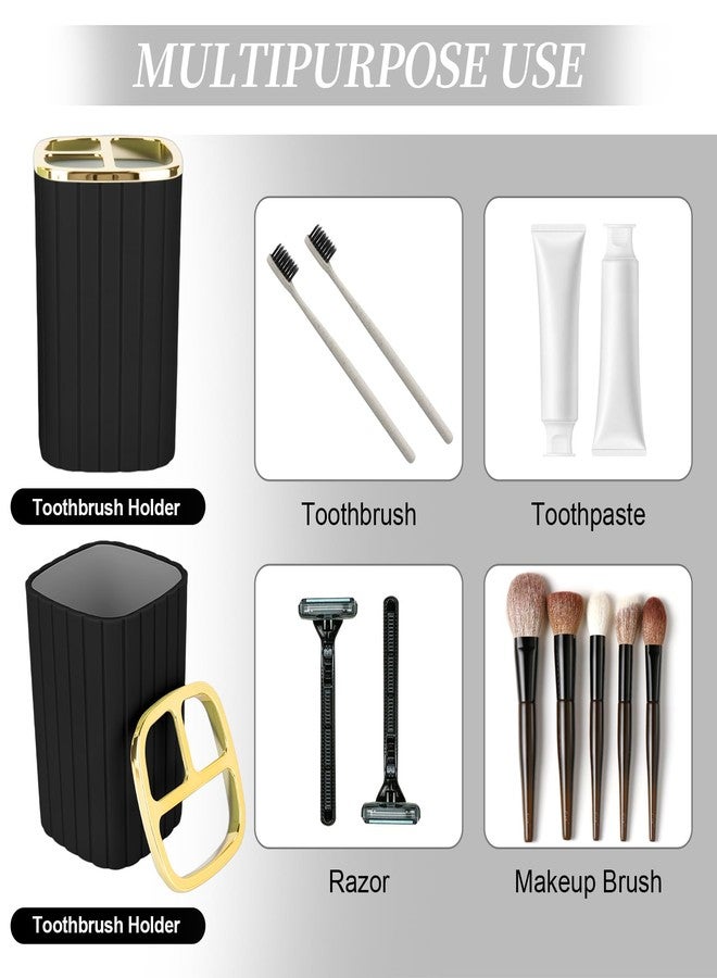 RRM 2PCS Bathroom Accessories Set, Black and Gold Bathroom Accessories Include Soap Dispenser and Toothbrush Holder for Boho Bathroom Decor - Image 4