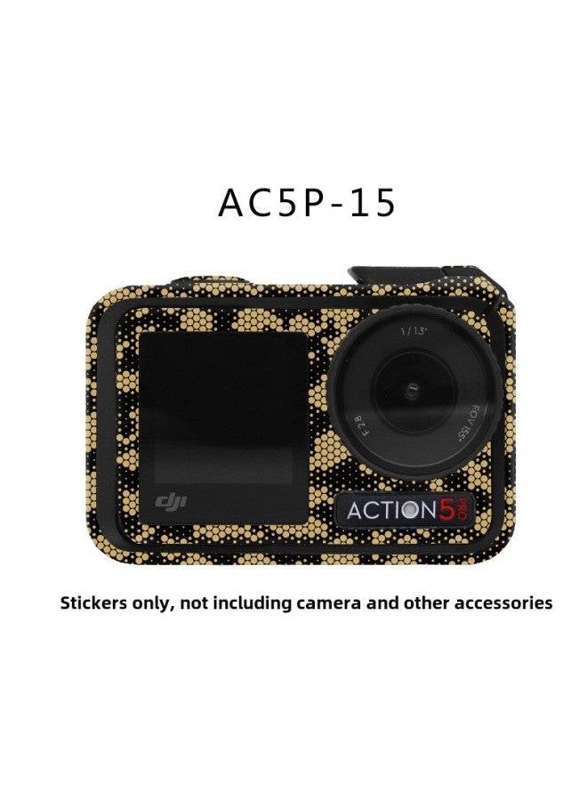 StartFly Suitable For DJI Action 5PRO Sports Camera Sticker Color Change Film No Glue Accessories-Color:Ac5-15 Snake Scale Gold Sticker-Specifications:Dji Action 5pro+ Frame Complete Set  - Image 1