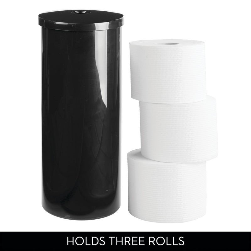 iDesign Freestanding Toilet Paper Canister with Lid for 3 Extra Rolls, Black, Made in USA - Image 4