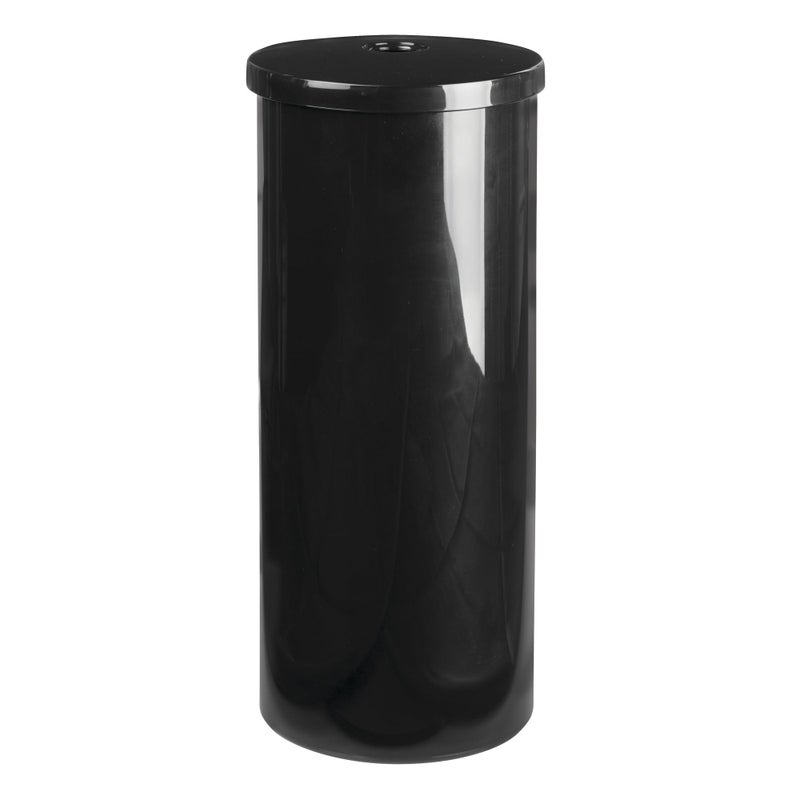 iDesign Freestanding Toilet Paper Canister with Lid for 3 Extra Rolls, Black, Made in USA - Image 1
