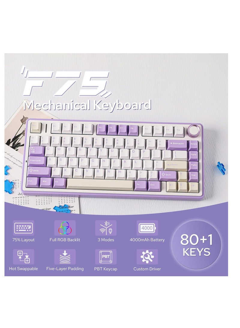 Generic - EPOMAKER x AULA F75 Gasket Mechanical Keyboard, 75% Wireless Hot Swappable Gaming Keyboard with Five-Layer Padding - Image 1