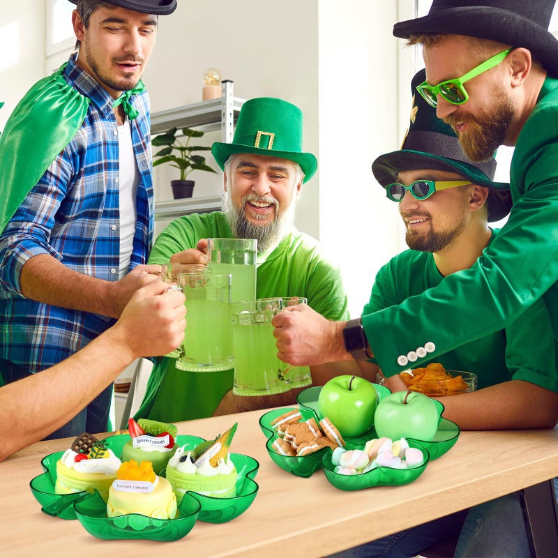 Wiwiqing 2 Pcs St. Patrick's Day Four Leaf Clover Shaped Plates Plastic St. Patricks Day Serving Tray Food Fruit Snack Storage Appetizer Platters for Irish Themed Party Supplies Home Decoration - Image 5
