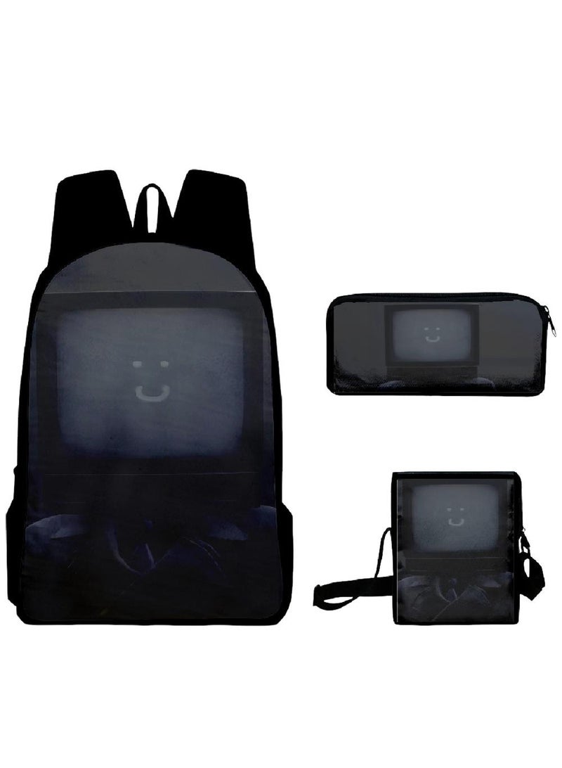 3 Pcs Skibidi Toilet  School Bag Satchel Pencil Case Animated Game Skibidi Toilet Man Gifts For Kids TV Man Toilet Man Titan Man - Image 1