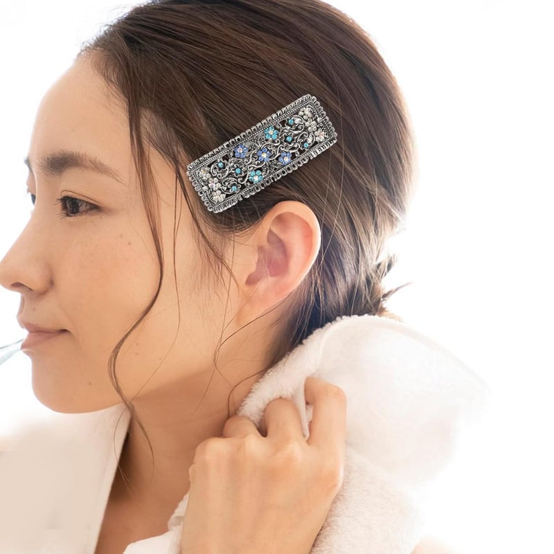 2pcs Retro Hair Barrettes for Women Non-slip Rectangle Spring Hair Clips for Styling Sectioning and Everyday Use - Image 5