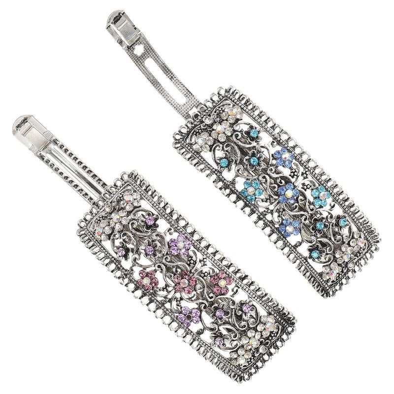 2pcs Retro Hair Barrettes for Women Non-slip Rectangle Spring Hair Clips for Styling Sectioning and Everyday Use - Image 1