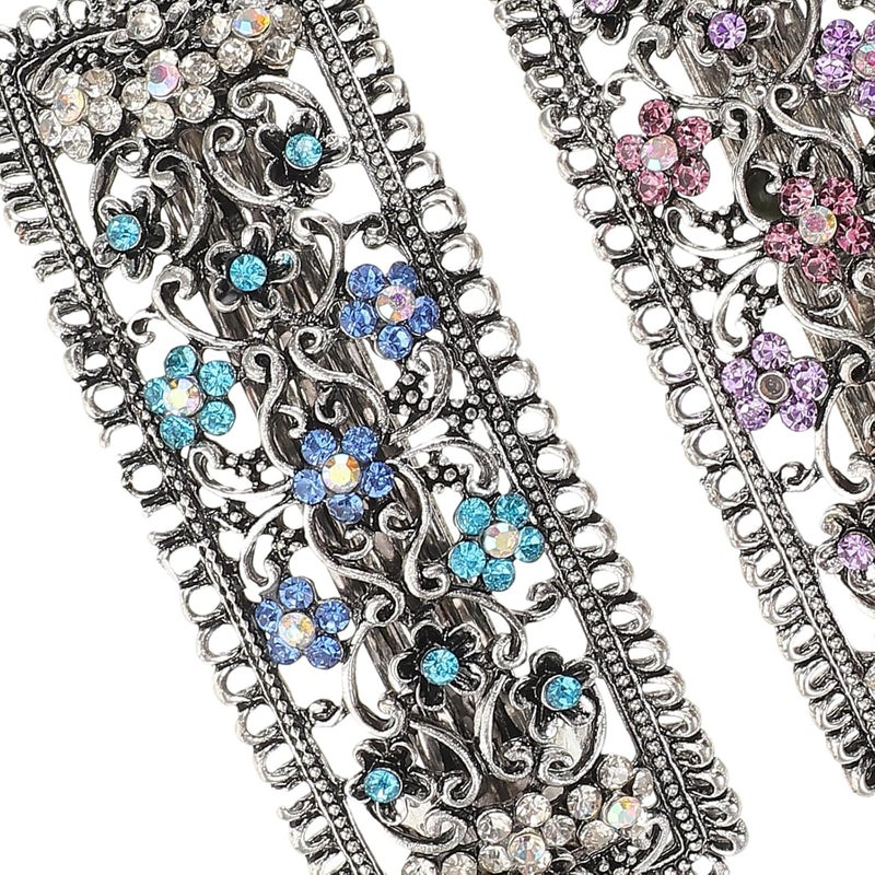 2pcs Retro Hair Barrettes for Women Non-slip Rectangle Spring Hair Clips for Styling Sectioning and Everyday Use - Image 3