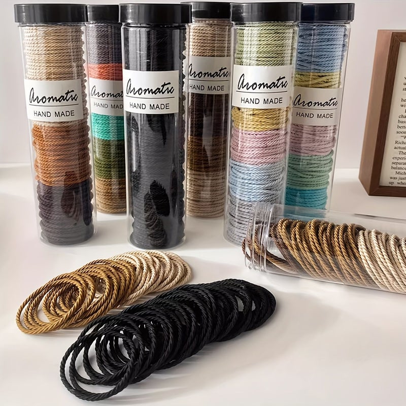 130 Brown Seamless Hair Ties Non Slip Elastic Bands Simple Versatile - Image 2