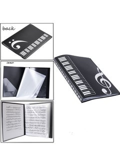 Music Sheet File Paper Folder Documents File Paper Storage Blank Sheet Organizer Folder Holder Plastic. A4 Size, 40 Pockets Music Themed Storage Folder Black  - Image 1
