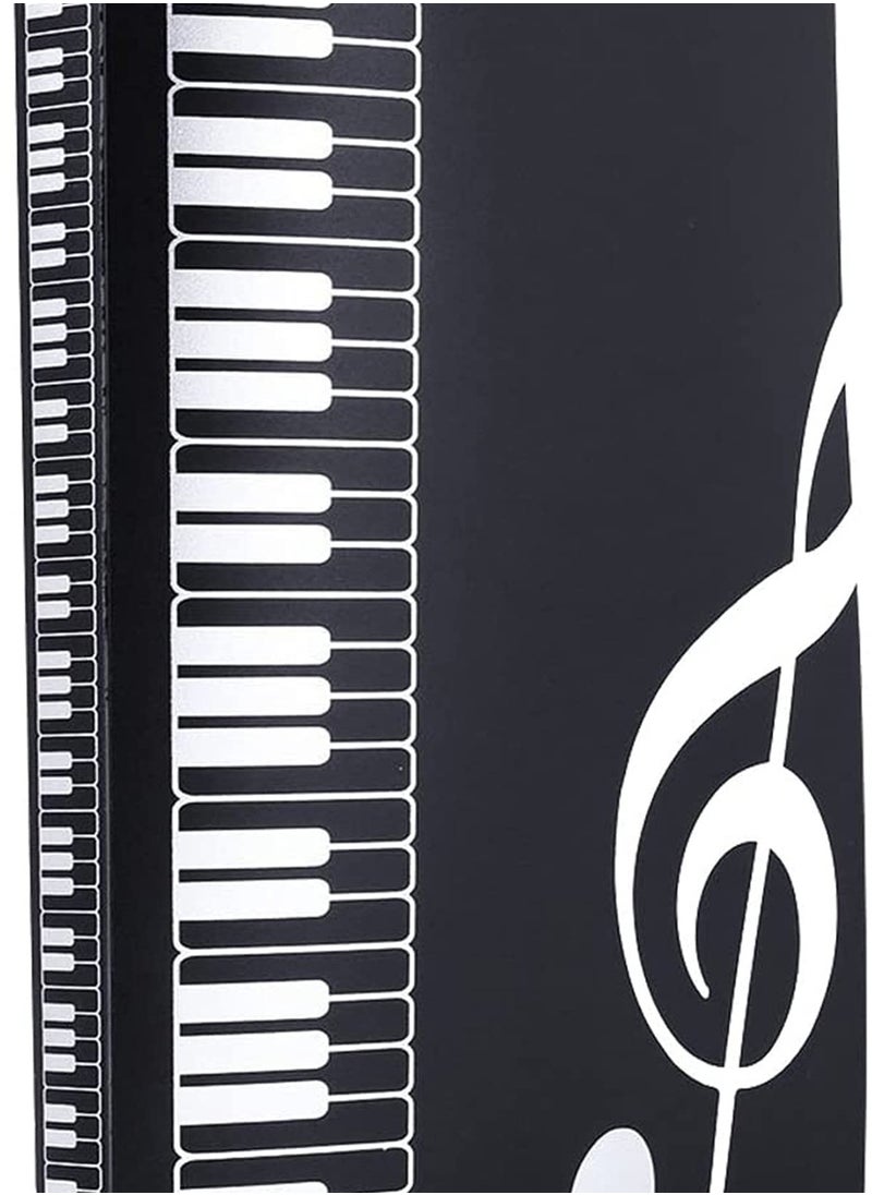 null - Music Sheet File Paper Folder Documents File Paper Storage Blank Sheet Organizer Folder Holder Plastic. A4 Size, 40 Pockets Music Themed Storage Folder Black - Image 1