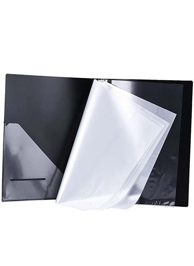 null - Music Sheet File Paper Folder Documents File Paper Storage Blank Sheet Organizer Folder Holder Plastic. A4 Size, 40 Pockets Music Themed Storage Folder Black - Image 1