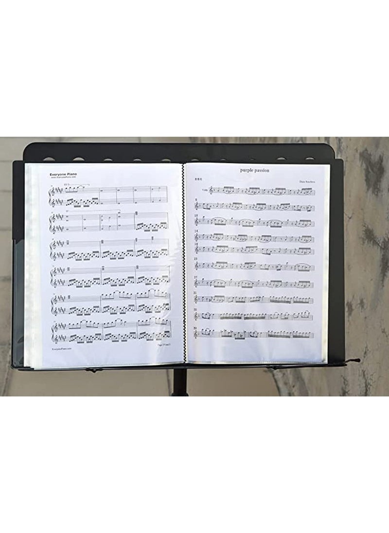 null - Music Sheet File Paper Folder Documents File Paper Storage Blank Sheet Organizer Folder Holder Plastic. A4 Size, 40 Pockets Music Themed Storage Folder Black - Image 1