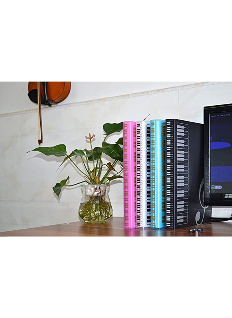 null - Music Sheet File Paper Folder Documents File Paper Storage Blank Sheet Organizer Folder Holder Plastic. A4 Size, 40 Pockets Music Themed Storage Folder Black - Image 1